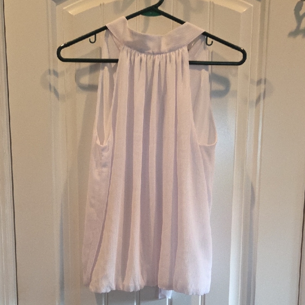 Boston Proper White Gathered Neck Blouse
